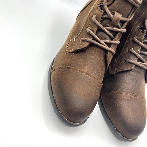 6.5W 6.5 WIDE WIDTH‎ Bella-Vita Womens Brown Lace Up Heeled Combat Boots Shoes - Picture 4 of 13